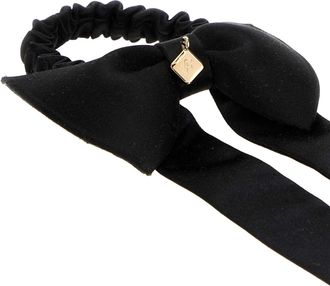 Ferragamo Fabric with Golden-Metal Charm Bow Tie - Black
