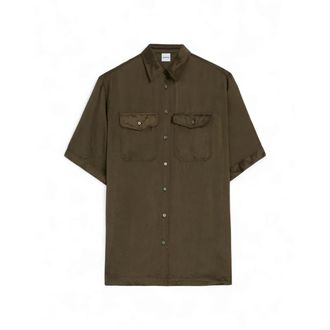 Aspesi Shirts, female, Green, Size: XS Long Twill Viscose Shirt