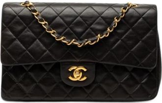 Chanel Pre-owned Double Flap Shoulder Bag - Dames - Vintage Schoudertas - Zwart - ONE Size - Leer - Vintage