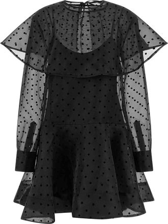 Ganni Black Organza Circle Collar Dress