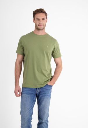 Lerros T-Shirt »LERROS Basic T-Shirt mit Logostitch, unifarben«