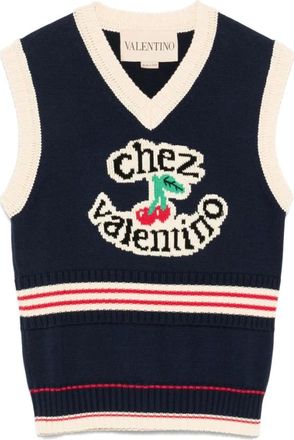 Valentino V-neck Knitwear, female, Blue, Size: XS Canotta Tank Top