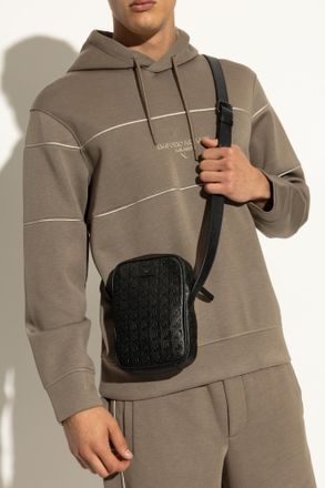 Emporio Armani Shoulder Bag With Monogram, Mens, Black