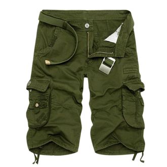 Generic Mens Twill Cotton Combat Shorts Outdoor Hiking Cargo Shorts with Multi Pockets Comfy Workout Short Pants 3/4 Length Baggy Trousers Elastic Waist Jogge
