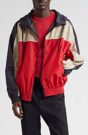 Golden Goose Star Hooded Windbreaker Jacket in Savvy Red/Dark Blue/Khaki at Nordstrom, Size 36 Us