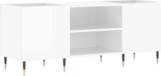 vidaXL Mueble discos madera contrachapada blanco brillo 121x38x48 cm vidaXL