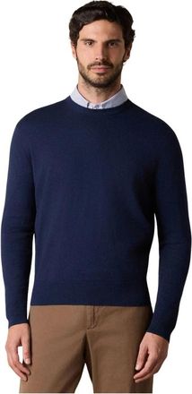 Brooks Brothers Cotton-Cashmere Crewneck - Heren - Ronde hals truien - Blauw - S - Katoen - Truien & Vesten