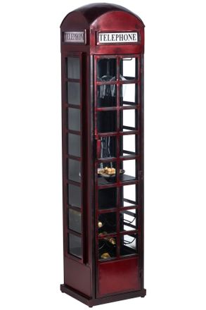 Ambia Home Vitrine, Rot, Schwarz, Metall, Vintage, 1 Fächer, 40x173x39 cm, stehend, Esszimmer, Vitrinen, Vitrinenschränke