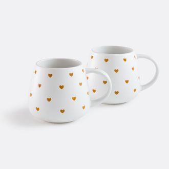 La Redoute Interieurs Set van 2 mokken met hartprint, SCACCO