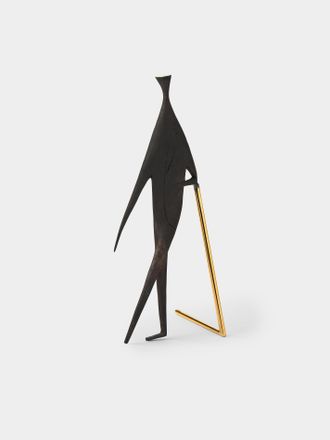 Carl Aub&ouml;ck Man with Stick Brass Sculpture