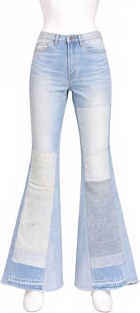 Amiri Womens Reconstructed Flare Jeans In Multi Indigo
