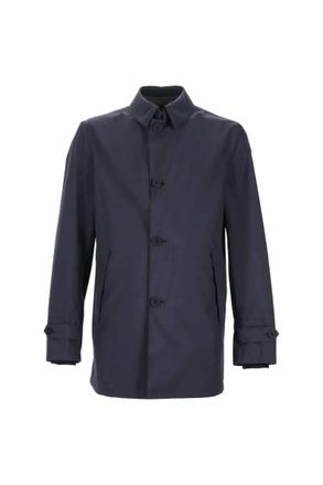 Herno Mens Buttoned Trench Coat In Navy