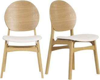 Miliboo Miliboo - Set De 2 Sillas N&oacute;rdicas De Madera Clara Y Borreguillo Blanco Elton