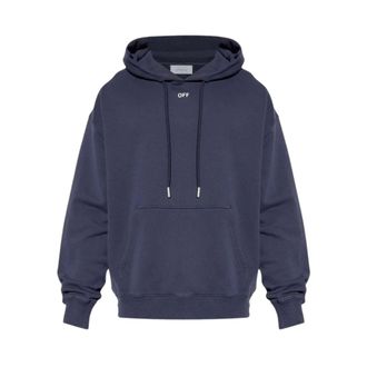 Off-white Hoodies, male, Blue, Size: M Brush Arrow Hoodie