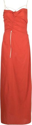 Jacquemus La Robe Gaua Lange Jurk - Dames - Maxi kleedjes - Rood - 2XS - Katoen - Kleedjes