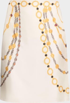 Versace Printed Silk Twill Pencil Skirt