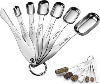 OEM Juego De 7 Cucharas Medidoras, Cuchara Dosificadora De Acero Inoxidable 18/8 Para Prote&iacute;na En Polvo, Caf&eacute;, Especias, Cocina Y Reposter&iacute;a