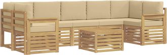vidaXL Conjunto De Sof&aacute;s De Exterior 8 Uds. Y Beige Poli&eacute;ster Vidaxl