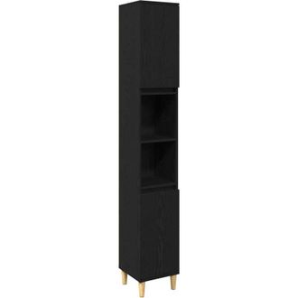 vidaXL Vidaxl - Juego De Muebles De Ba&ntilde;o Con Puerta 3 Pcs Negro 60 X 30 X 60 Cm