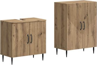 vidaXL Juego De Gabinete De Ba&ntilde;o De 2 Piezas Haarlem Roble Artisan Vidaxl