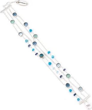 Samuel B. Sterling Silver Bezel Set Gemstone Multi Strand Bracelet in Blue at Nordstrom Rack