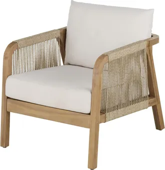 Maisons du monde Sill&oacute;n de exterior de acacia FSC y cuerda cruda