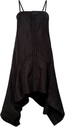 sacai Chalk Stripe Mini Dress with Asymmetrical Hemline