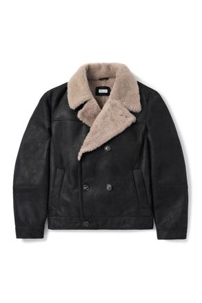 Brunello Cucinelli Double-Breasted Shearling Biker Jacket