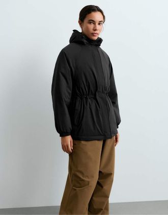 Oysho 10k thindown giacca corta imbottita impermeabile nera-Nero