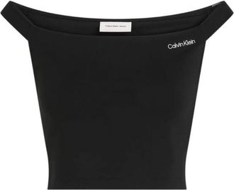 Calvin Klein Jeans Logo Bardot Milano Top - Dames - Tops zonder mouwen - Zwart - S - Tops