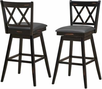 Costway Costway - Set of 2 Bar Stools Counter Height Chair Pub 360 °Swiveling Upholstered Seat 29