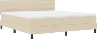 vidaXL vidaXL Box Spring Bed with Mattress & LED Cream 180x200 cm Fabric