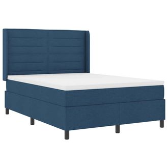vidaXL Letto A Sorgente Led Con Materasso Blu 140 X 200 Cm Tessuto Vidaxl