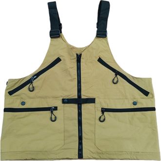 Generic Outdoor 2-in-1 Multifunctional Vest Bag, Men Women Utility Work Vest Backpack Multiple Pockets Lightweight Crossbody Travel Bag (Dark Khaki,Weighing 1