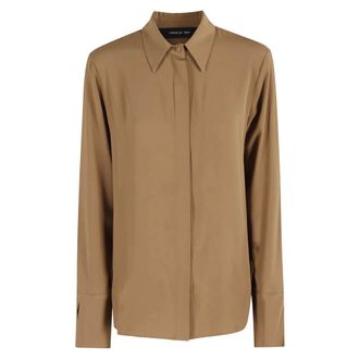 Federica Tosi Overhemden, Dames, Groen, M, Khaki Lange Mouw Rits Shirt