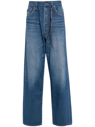 Mastermind Japan skull-print straight-leg jeans - men - Cotton - S - Blue