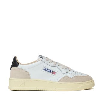 Autry White/Black/Beige Medalist Low Leather Suede Sneakers
