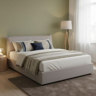Dmora Talamo Italia - Cama Matrimonial Cloe, Cama Contenedor Con Funda Extra&iacute;ble Con Cabecero Tapizado Y Estructura De Cama, 100% Made In Italy, Adecuado Pa
