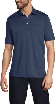 Lands End Short Sleeve Cotton Supima Polo Shirt with Pocket in Nightfall Blue at Nordstrom, Size Xx-Large