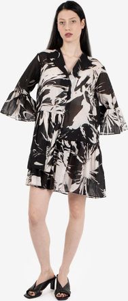 Alessia Santi Abito corto in fantasia floreale nero / bianco