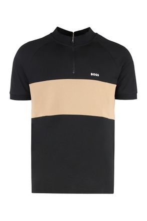 HUGO BOSS Black Half-Zip Logo Polo