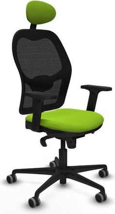 Piqueras y Crespo Piqueras Y Crespo - Jorquera Sincro Malla Negra Similpiel Pistacho Brazos 2d Base Nailon Cabecero Fijo Ruedas 65mm Engomada