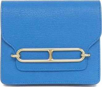 Herm&egrave;s Blue Chevre Leather Wallet (Bi-Fold) (Pre-Owned)