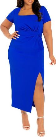 Buxom Couture Gathered Waist Midi Dress in Royal Blue at Nordstrom, Size 1 X