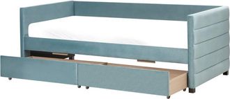 Beliani Beliani - Letto singolo con contenitore con cassetti in velluto verde menta 90 x 200 cm Marray