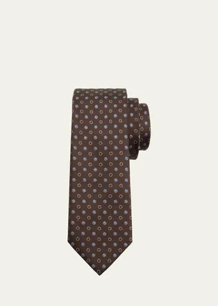 Giorgio Armani Mens Filled Polka Dot Silk Tie