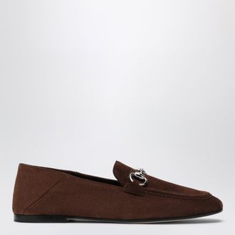 Gucci Mocassino Jordaan Soft in camoscio marrone scuro