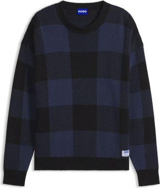 HUGO BOSS Relaxed-fit sweater with buffalo check