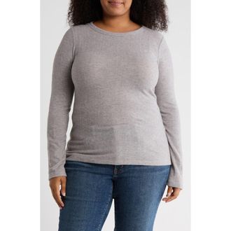 Renee C Long Sleeve Brushed Knit Top in Grey at Nordstrom Rack, Size 3X