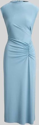 Lauren Ralph Lauren Midikleid mit gerafften Falten in der Taille in Hellblau, Gr&ouml;&szlig;e 34